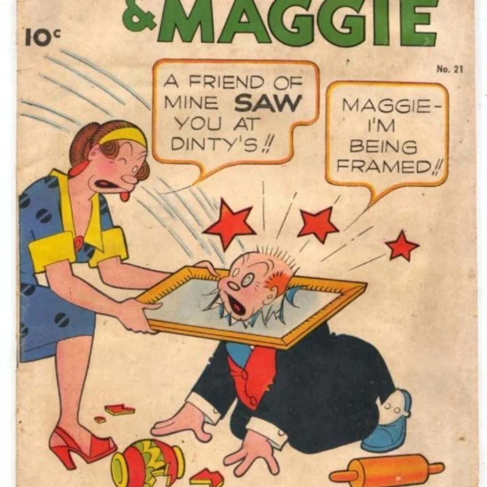 Antique 1927 Comic Jiggs & Maggie Cobalt trinket dish